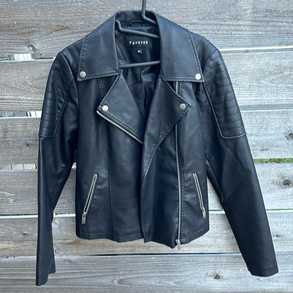 Women’s Faux Leather Jacket by Fahsyee